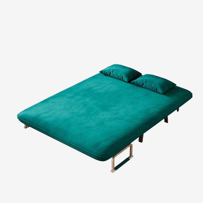 Latitude Run velvet Antique Green Convertible Chair Bed Tri Fold Sofa Bed with Adjustable Backrest Pillow Wayfair